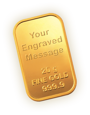 Custom-minted Gold bars, engraving of Gold bars